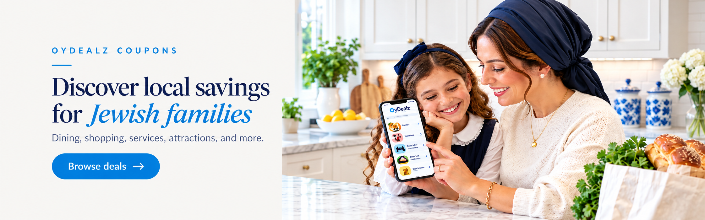 A mother and daughter discovering OyDealz offers together